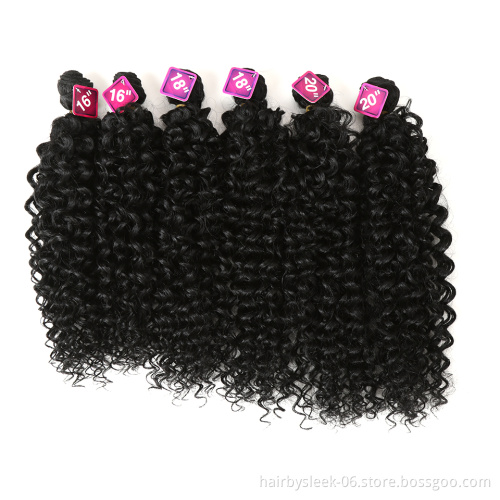 16-20 inch Afro Kinky Curly Hair Weave Bundles With Lace Closure For Black Women Heat Resistant Fiber Synthetic Hair Extension
